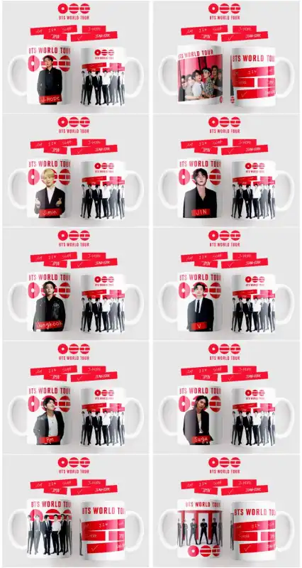 BTS WORLD TOUR 11 plantillas tazas editables sublimar
