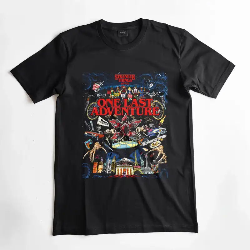 Stranger Things semitonos DTF Playera one last adventure