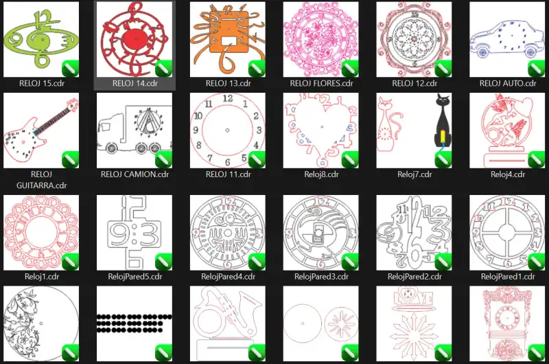 Vectores Relojes Corte laser acrilico 48 diseños