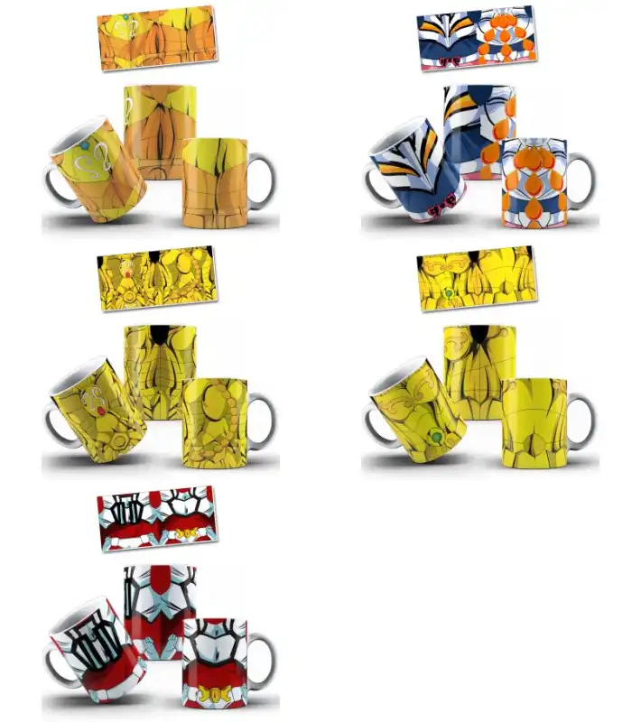 17 plantillas vectores caballeros dorados saint seiya tazas