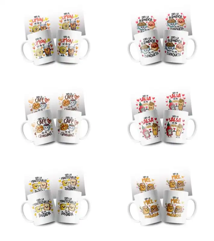 20 plantillas comida frases graciosas duos tazas