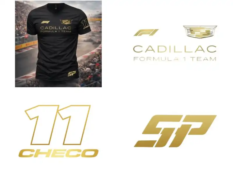 3 diseños checo perez cadillac  F1 png playeras