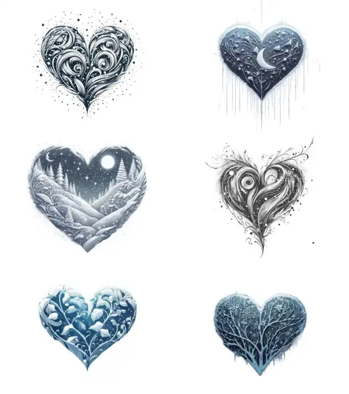 36 corazones de fantasía blanco y negro png GRATIS