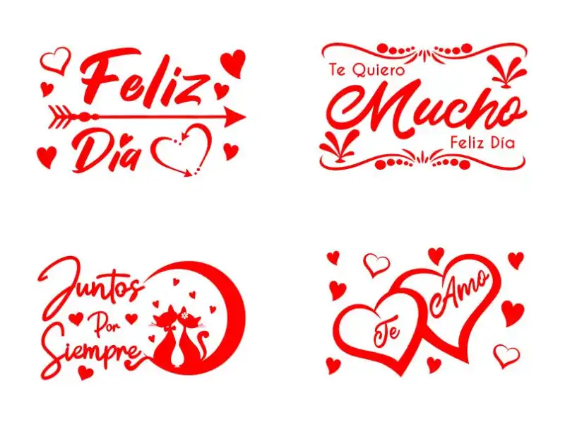 4 Frases San valentin png sublimacion dtf