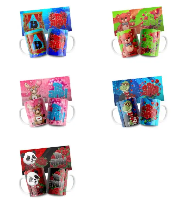 5 plantillas ositos animalitos feliz dia tazas editables