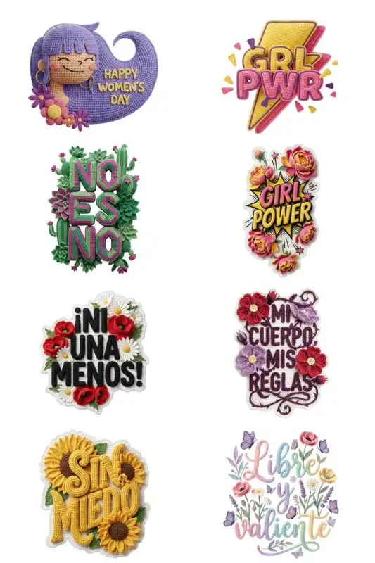 50 diseños dia de la mujer efecto tejido crochet power girl png