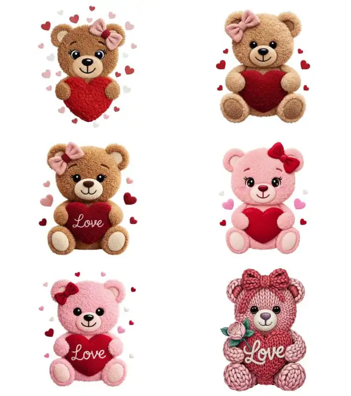 59 diseños png Ositos Love Corazones tejido crochet san valentin
