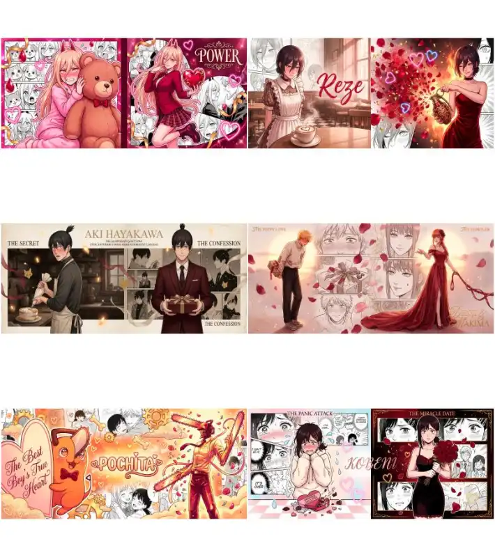 6 plantillas Chainsawman - San Valentin tazas Anime