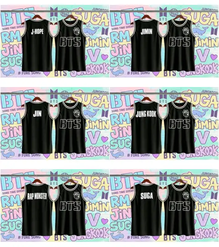 BTS - K POP png DTF Playeras 9 diseños