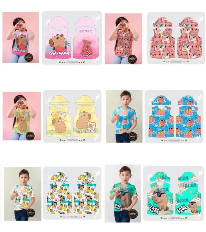 capibara full print sublimacion 6 diseños