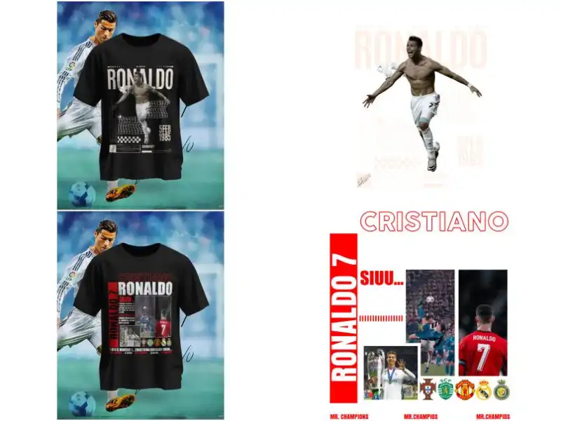 Cristiano Ronaldo - cr7 playeras DTF 2 diseños pNG