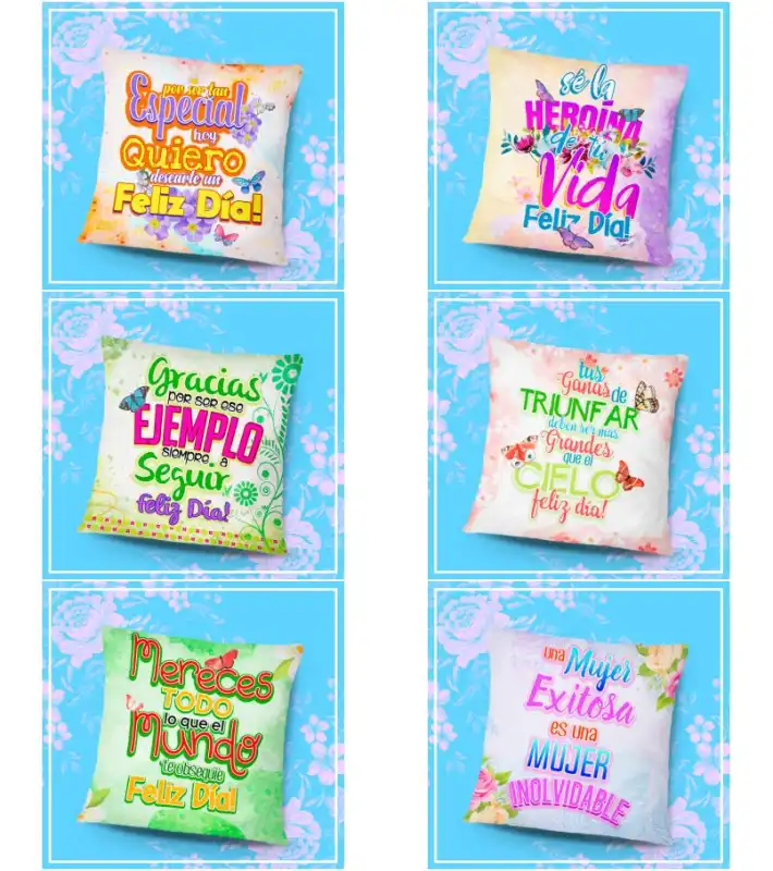 8 cojines dia de la mujer editables plantillas sublimar