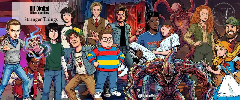 Kit digital Stranger things 61 diseños png
