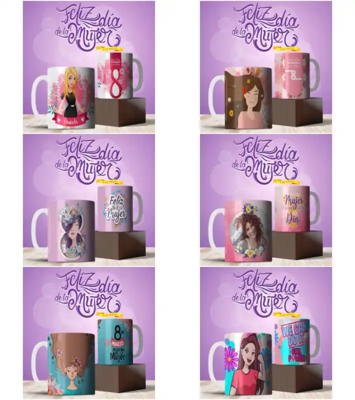 plantillas sublimaciones mujeres dia 8 de marzo tazas photoshop