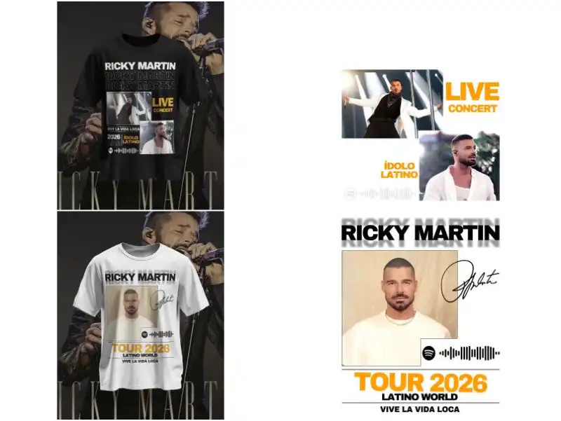 Ricky Martin - Artistas 2 diseños vive la vida loca DTF Sublimacion