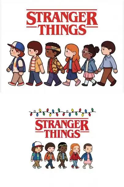 STRANGER THINGS - caminando formados niños 2 diseños