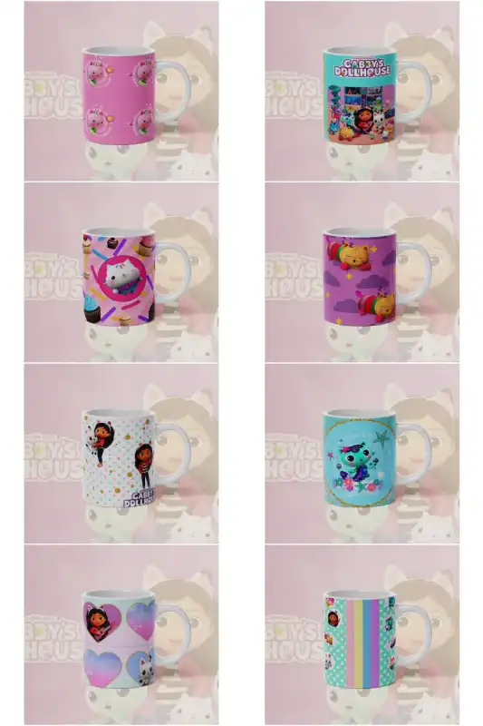 Casa Muñecas Gabby - Infantiles 8 plantillas tazas