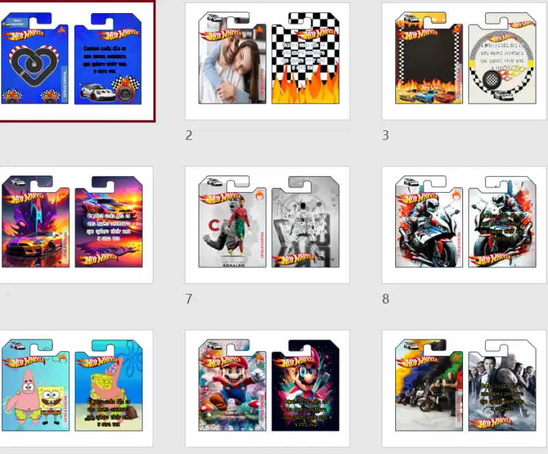 ETIQUETA__HOTWHEELS 14 diseños editables powerpoint
