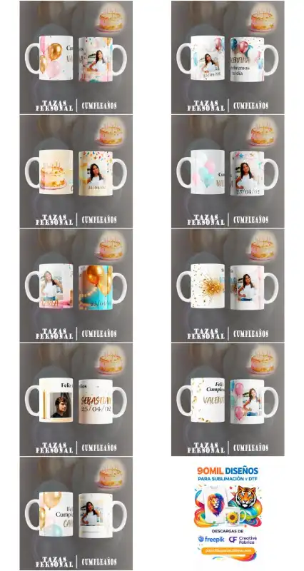 plantillas para cumpleaños tazas 9 diseños editables