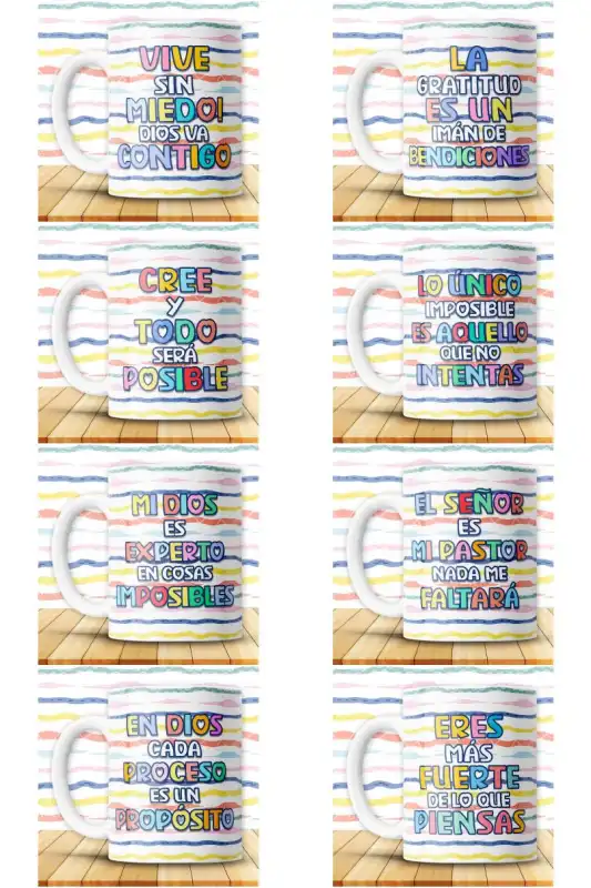Mensajes frases cristianas 8 plantillas editables tazas