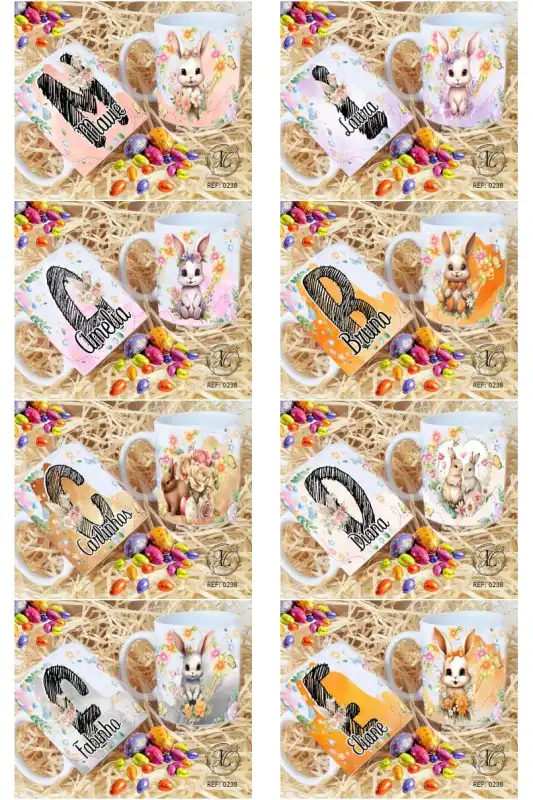 Alfabeto pascua tazas playeras editables abecedario