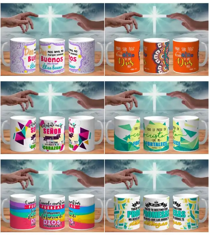 15 plantillas tazas cristianas religion frases sublimacion