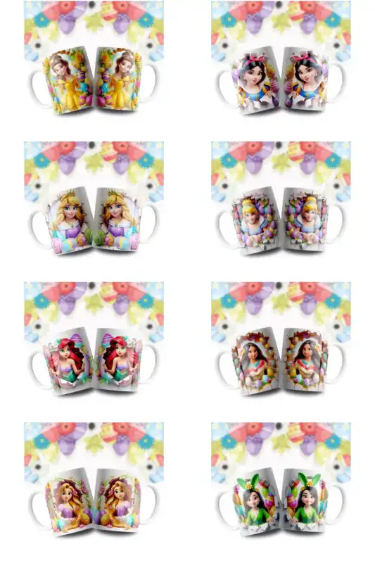 plantillas princesas disney pascua 8 diseños tazas