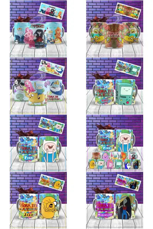 Hora de aventura plantillas caricaturas 11 diseños editables tazas