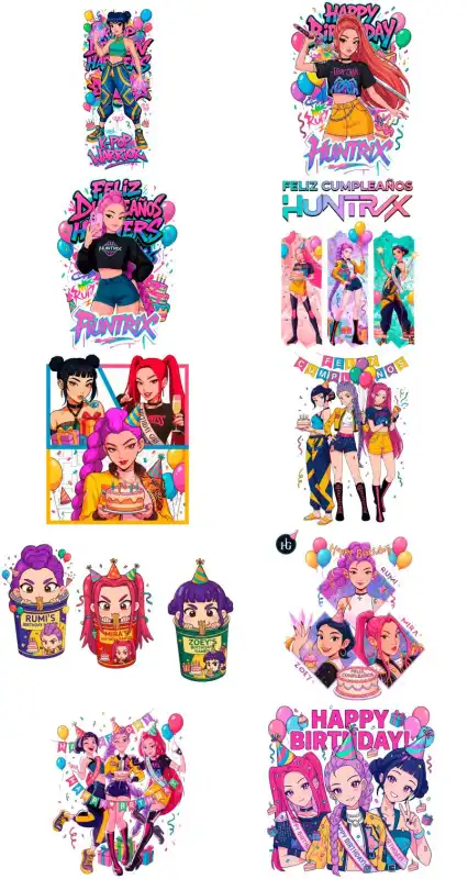 Huntrix - Cumpleaños 10 diseños sublimacion Demon hunters