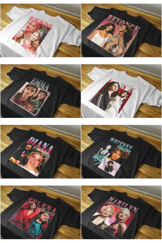 Mujeres famosas DTF Semitonos Playeras 15 diseños Gratis