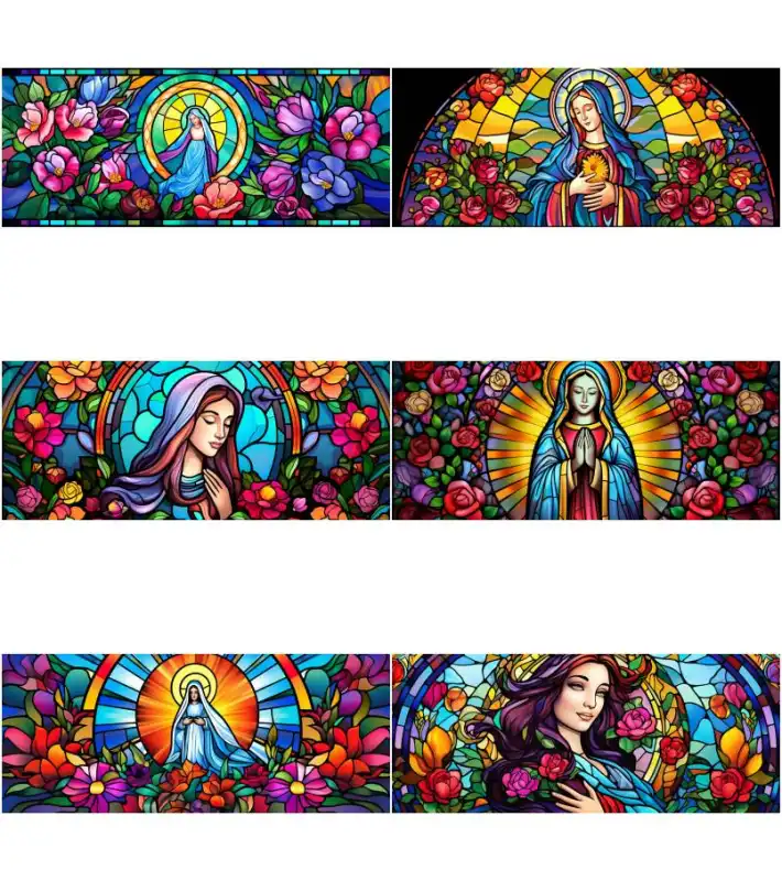 plantillas virgen maria efecto vitral 3d tazas 12 diseños