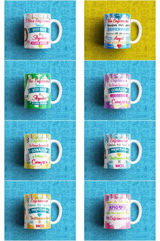 ENFERMERO Y ENFERMERA 10 plantillas profesiones tazas