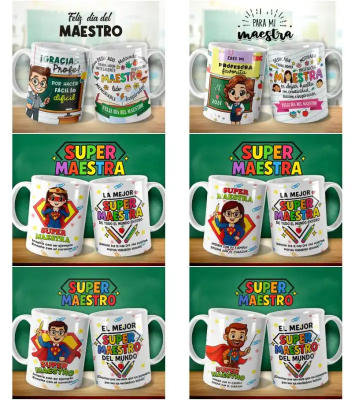 feliz dia del maestro maestra 18 plantillas tazas