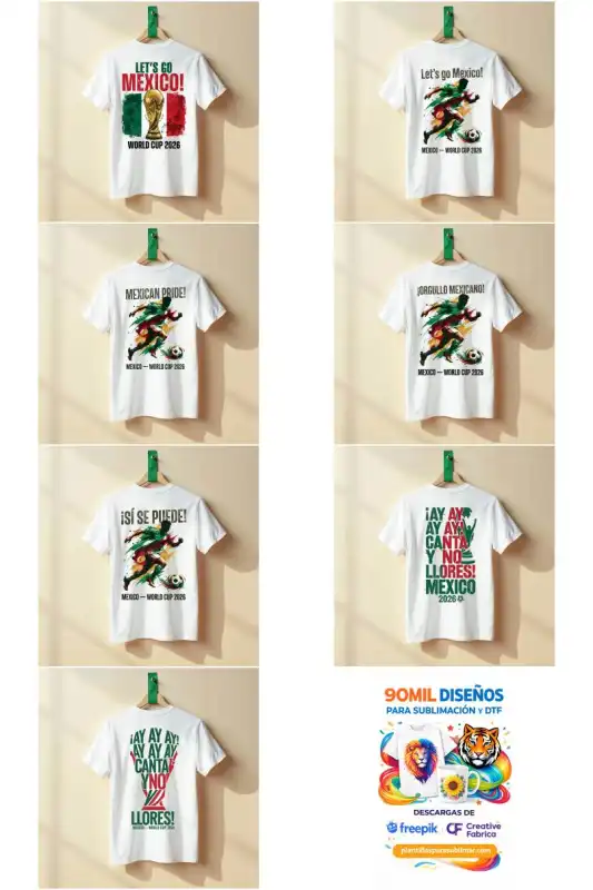 MUNDIAL 2026 MEXICO 11 plantillas GRATIS Playeras png