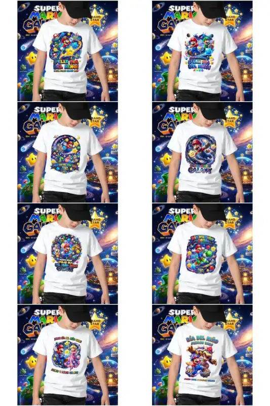 Mario Galaxy - Día del Niño 10 plantillas playeras sublimacion