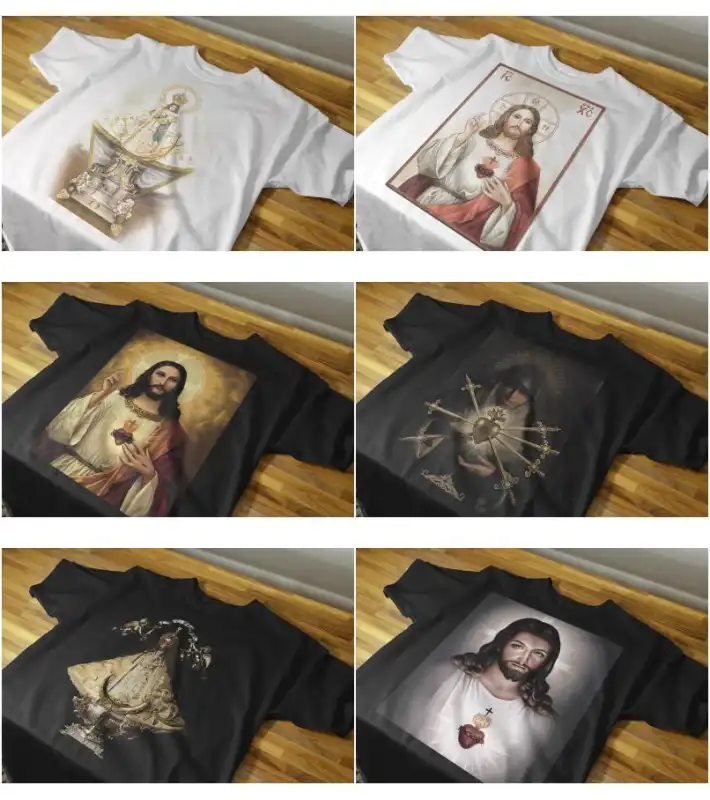 Jesus playeras DTF Cristo Virgen 19 diseños semitonos