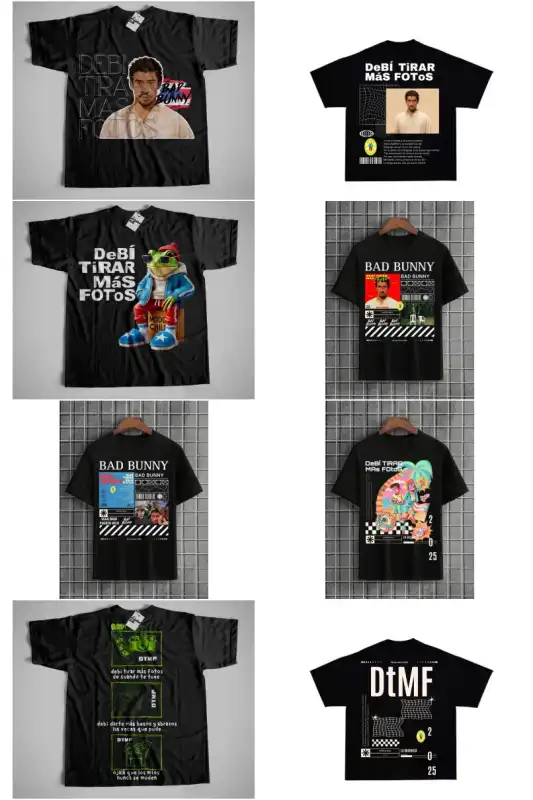 Bad bunny Coleccion 30 diseños png playeras