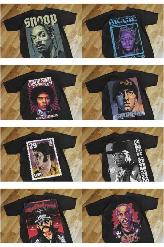 ARTISTAS NORTEAMERICA USA 16 diseños dtf playeras semitonos