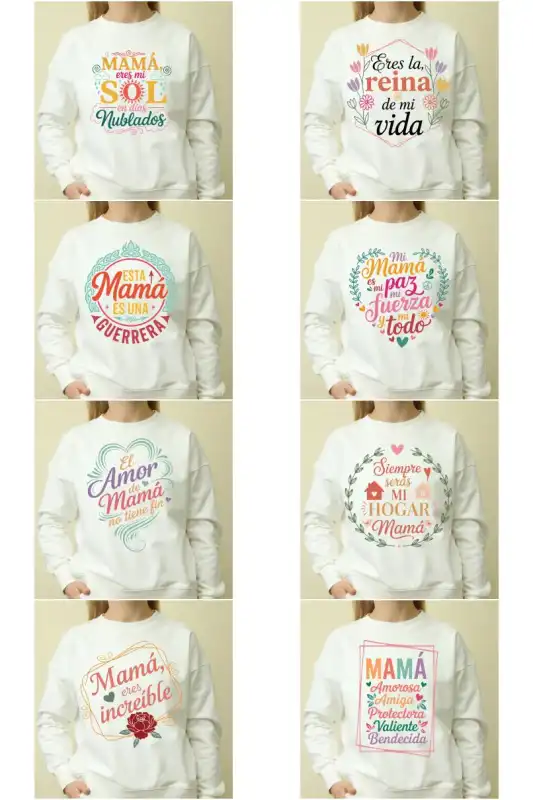 Vectores frases dia de la madre 45 diseños sublimacion DTF playera sudaderas