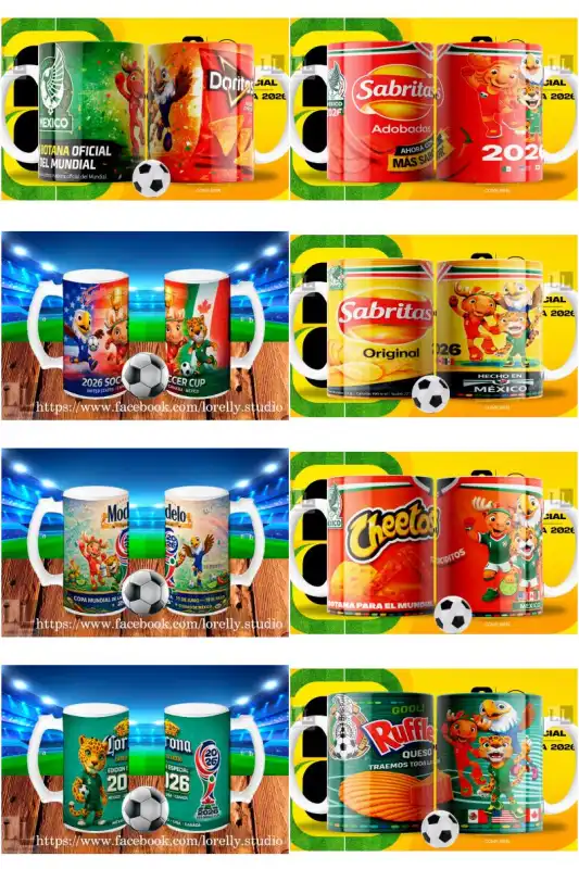 Plantillas Mundiales tazas y tarros sublimación 19 diseños png