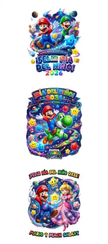 mARIO Galaxy plantillas playera 3 diseños dia del niño sublimacion
