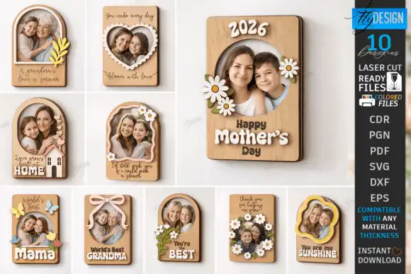 Cuadro marcos adornos pared dia de la madre corte laser