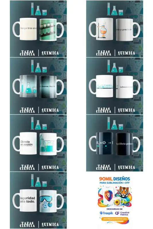 Plantillas profesiones Quimica 7 diseños GRATIS TAZAS