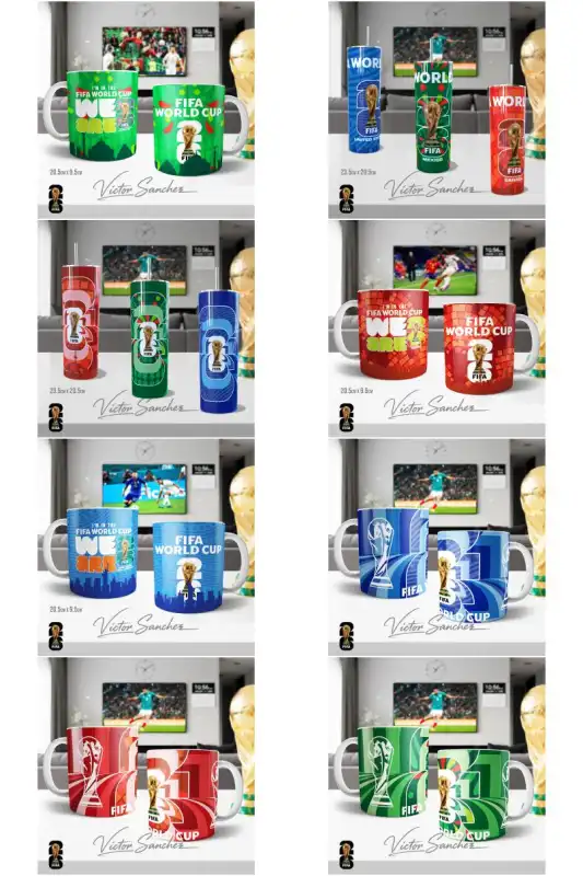 plantillas TAZAS Y TERMOS MUNDIAL FIFA 2026 6 DISEÑOS