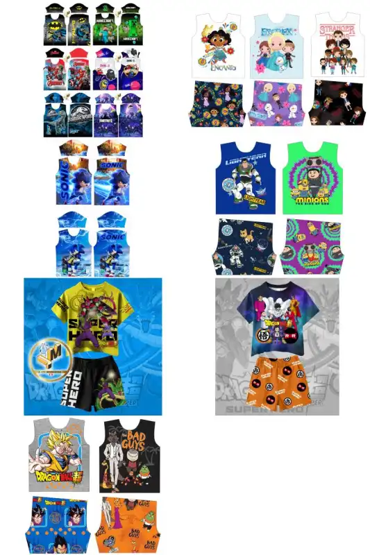 Playeras infantiles caricaturas personajes Full print conjuntos