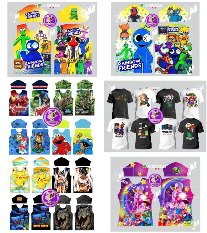 Diseños playeras infantiles niños caricaturas video juegos full print