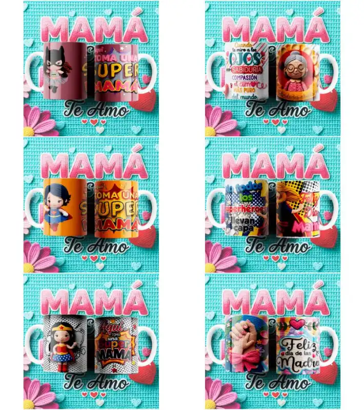 Día de la madre - Crochet TAZAS 10 plantillas