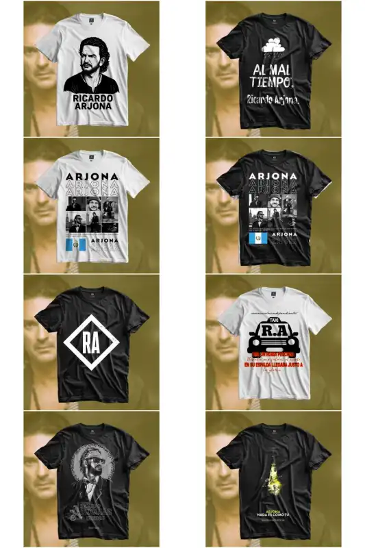 Ricardo Arjona - Artistas 9 DISEÑOS dtf sublimacion plantillas playeras