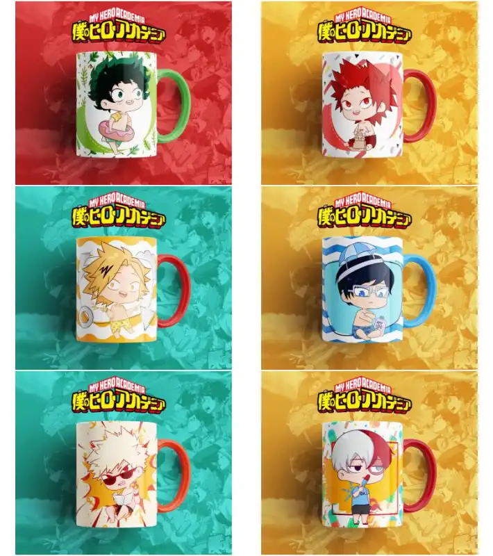 10 plantillas hero academy anime tazas editables sublimar