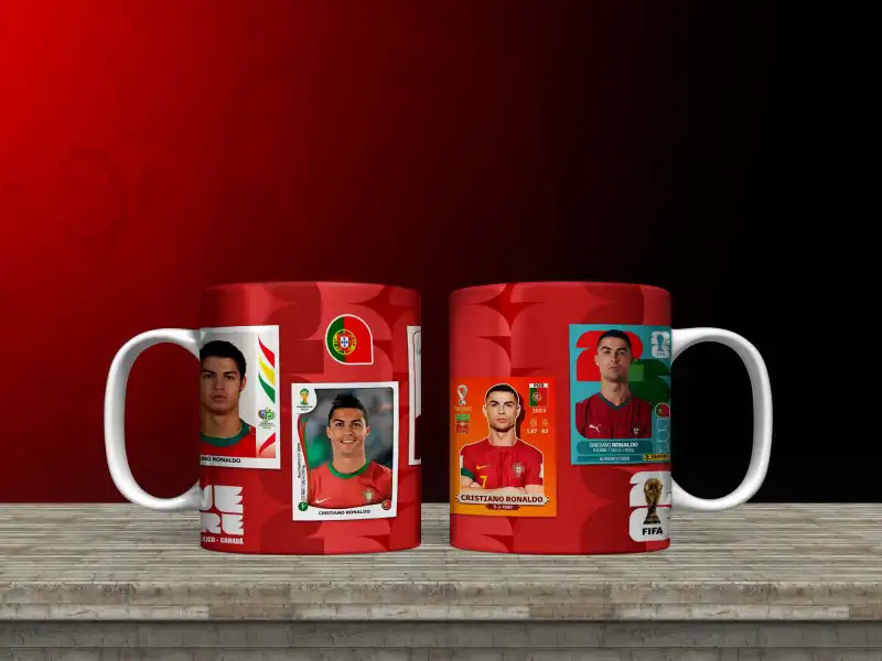 Ronaldo CR7 Estampas del album Mundialista Plantilla Taza